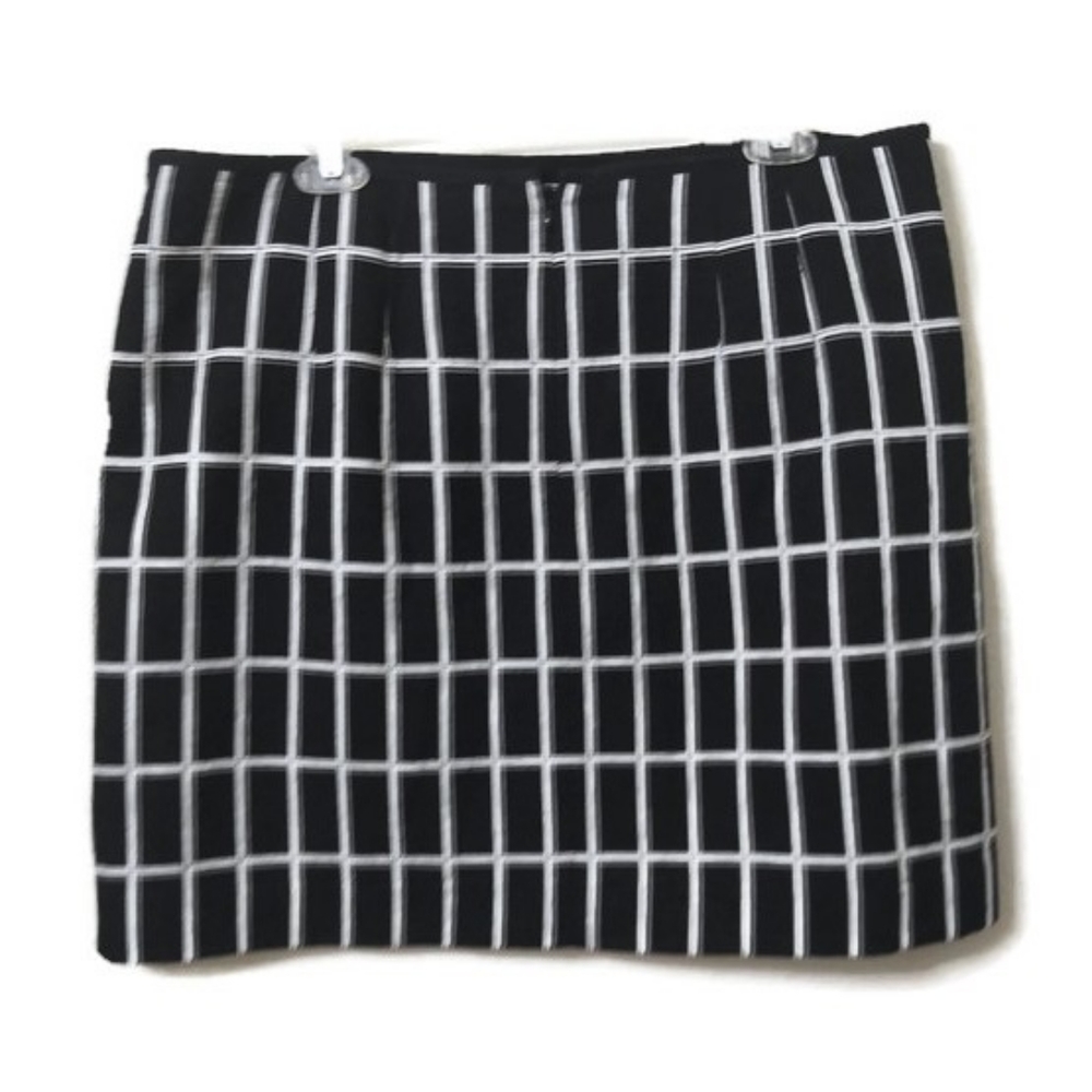 LOFT Outlet Skirt Black White Window Pane Size 14